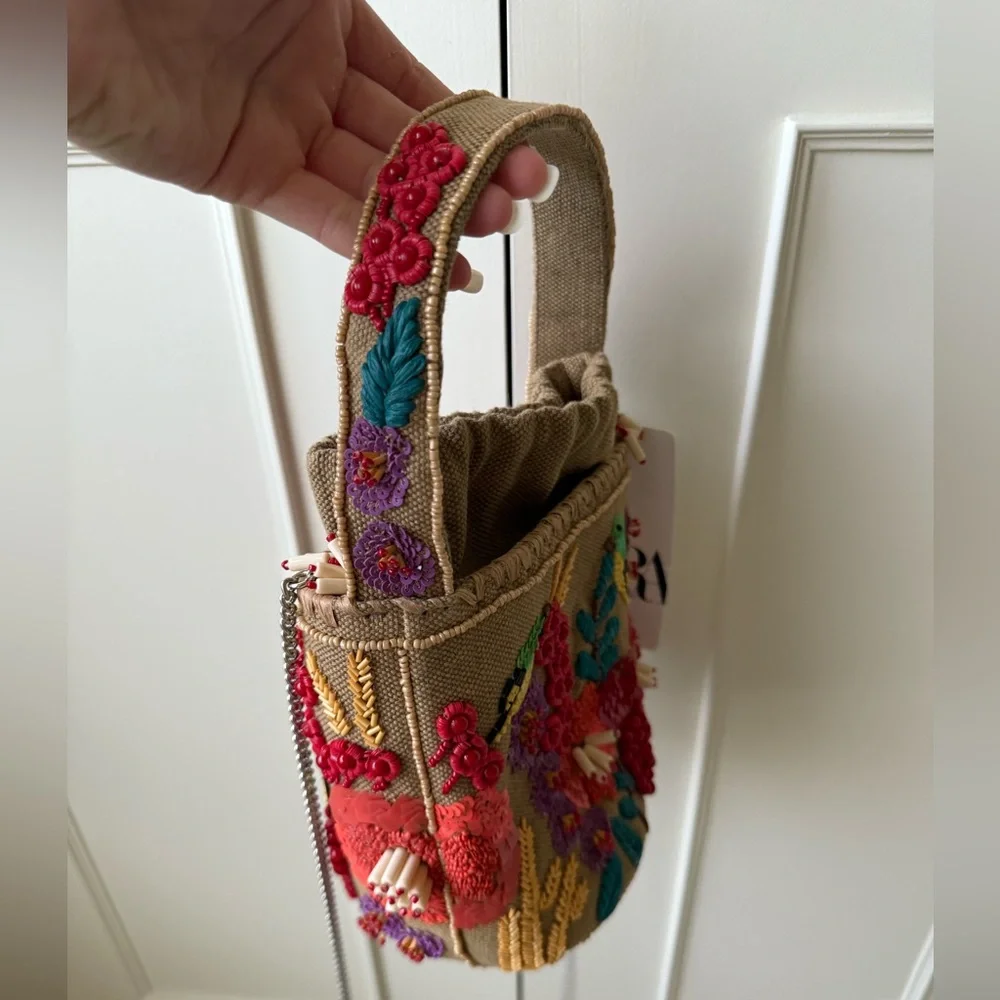 NWT ZARA BEADED BASKET BAG - Picture 10 of 16
